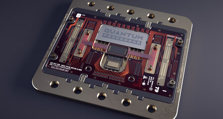 Quantum processor. Concept inspired by real-life models. 3D rendering.