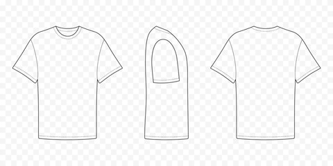 Casual long sleeve tshirt front and side back view. Outline sports shirt unisex for everyday wear and sports