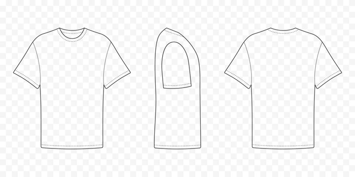 Casual long sleeve tshirt front and side back view. Outline sports shirt unisex for everyday wear and sports