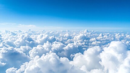 Vast sky view of fluffy clouds against a bright blue backdrop capturing the essence of day : Generative AI