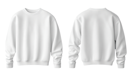 Blank white sweatshirt, front and back view