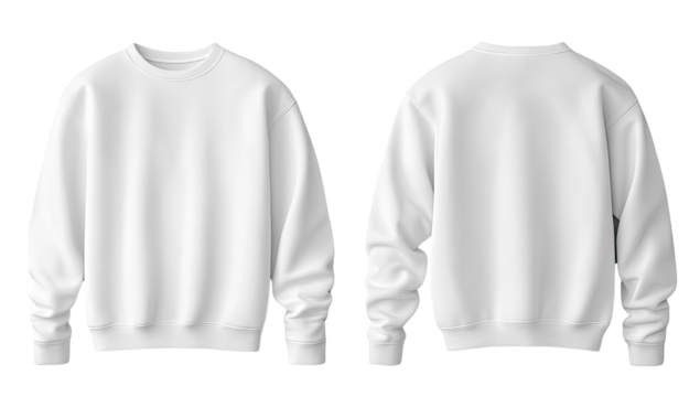 Blank white sweatshirt, front and back view