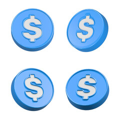 dollar coin icon 3d rendering