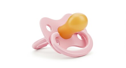 Pink Baby Pacifier Isolated on White Background - Infant pacifier, baby comfort, soothing nipple, newborn care, parental love