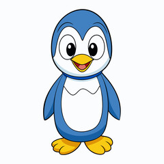 Obraz premium Cute blue penguin cartoon character.
