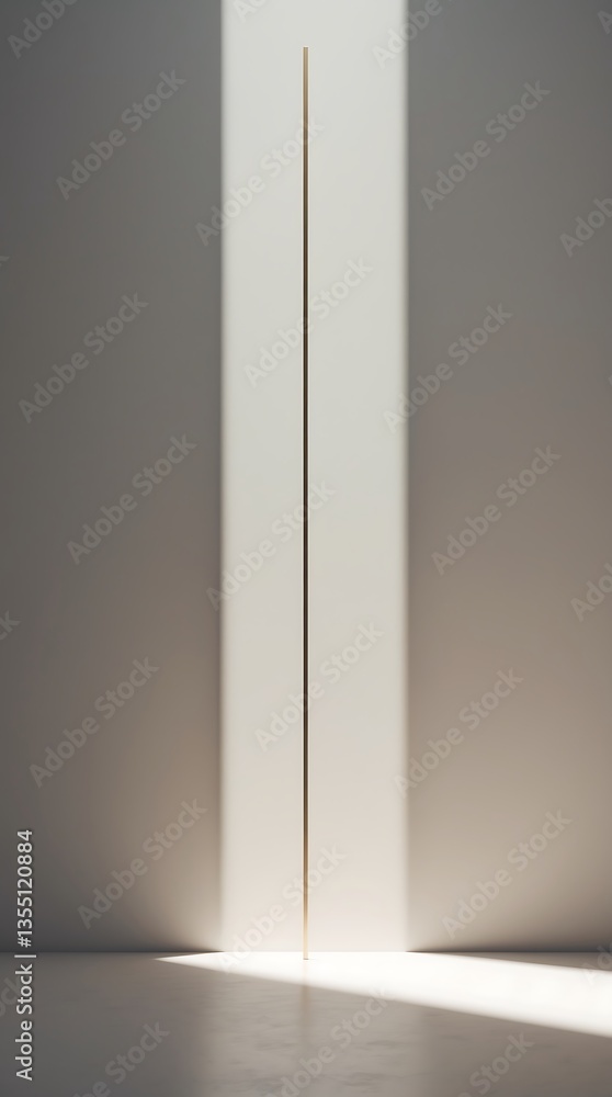 Poster light streaming through a narrow gap creating a striking vertical line on the wall