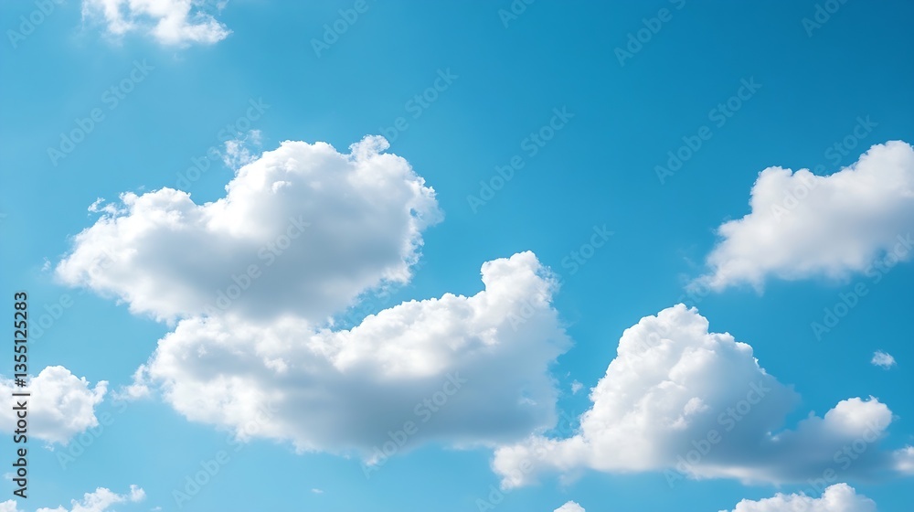 Poster vibrant blue sky adorned with soft cumulus clouds highlighting a clear day atmosphere : generative a