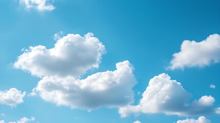 Vibrant Blue Sky Adorned with Soft Cumulus Clouds Highlighting a Clear Day Atmosphere : Generative AI