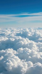 Vast, breathtaking panorama of fluffy clouds beneath a vibrant blue sky, stratus, cloud formations, above