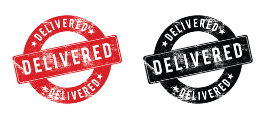 Obraz premium DELIVERED Rubber Stamp Vector. Grunge round rubber stamp sign on transparent background. 