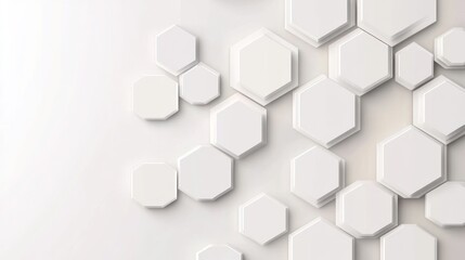 Abstract white hexagon pattern, modern background, digital design, graphic, textured, wall, 3d,  wall decoration