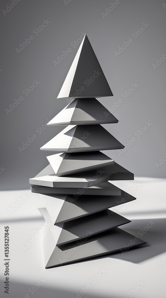 Poster geometric triangles arranged in a stylish vertical stack against a minimal backdrop
