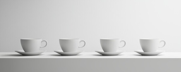 Four minimalist coffee cups on a table.