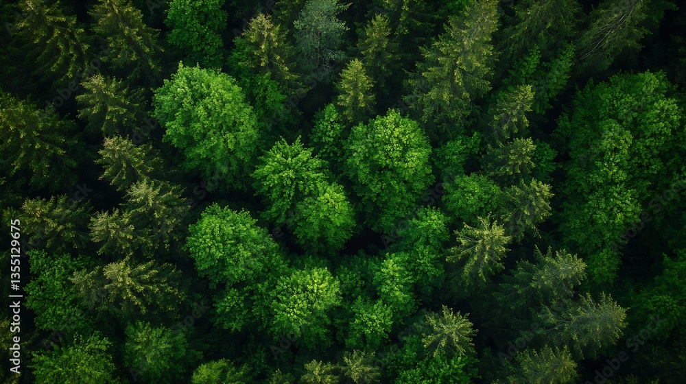 Aufkleber aerial view of vibrant green forest showcasing dense trees and lush foliage during daytime : generat