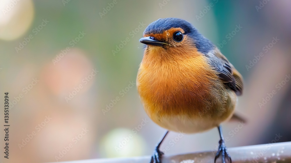 Poster Charming closeup of a small bird perched on a branch showcasing vibrant plumage and charismatic expression : Generative AI