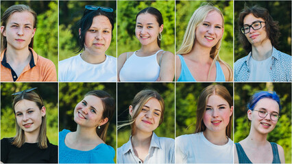 Ten school friends posing for a group photo, highlighting their individuality and close bond