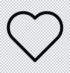 Heart Outline Icon – Simple Love Symbol with Transparent Background