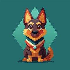 Fototapeta premium Cute cartoon dog wearing a colorful bandana.