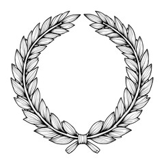 Laurel Wreath in Classical Heraldic Style in Monochrome for Victory and Achievement Symbolism