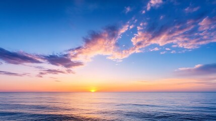Obraz premium Colorful sunset over ocean with vibrant clouds reflecting on the water surface : Generative AI