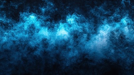 Fototapeta premium Blue smoke swirls, dark background, digital art, graphic design