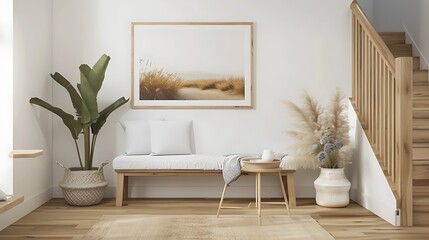 Modern Luxury Home Interior Bedroom Design with Mockup Frame , Wall Poster (3d Render)