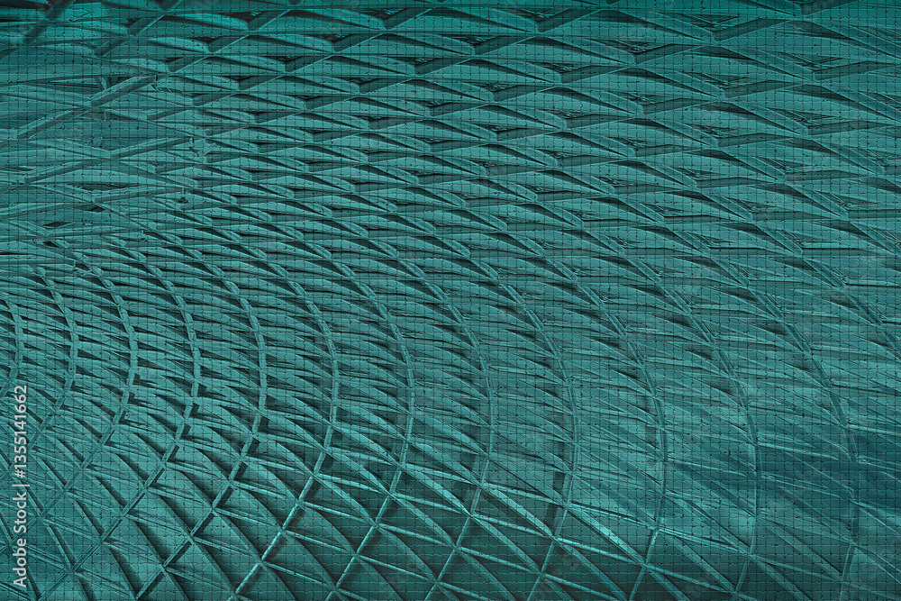 Poster an textured grid pattern of angular lines in turquoise abstract background