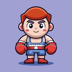 Cute boxing character ready to fight.