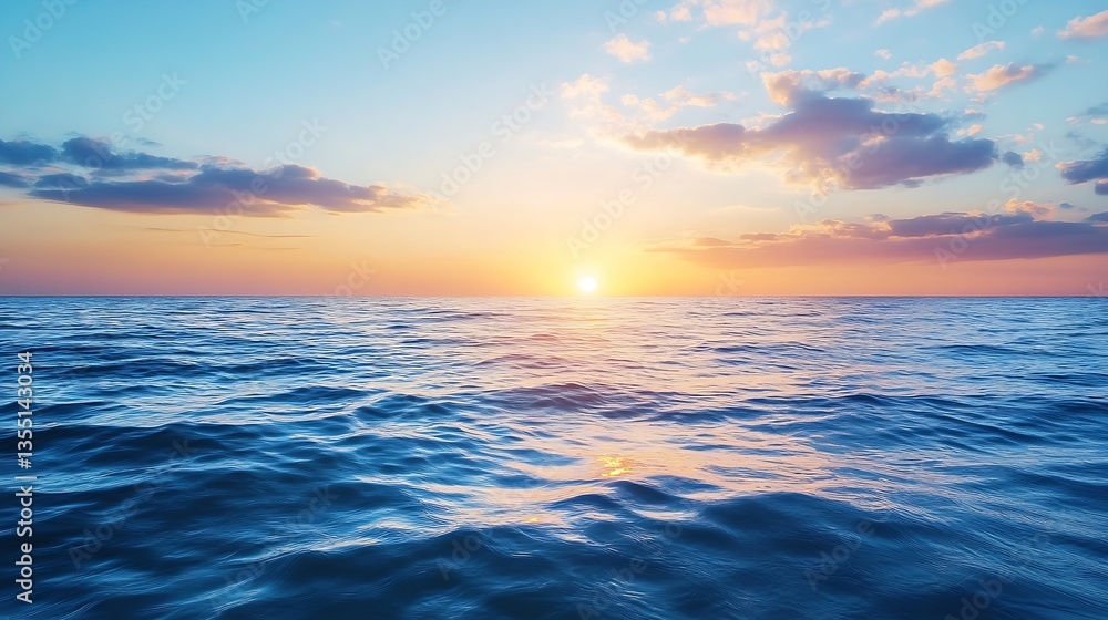 Aufkleber stunning ocean view at sunset with colorful sky reflecting on calm waves creating a serene atmospher