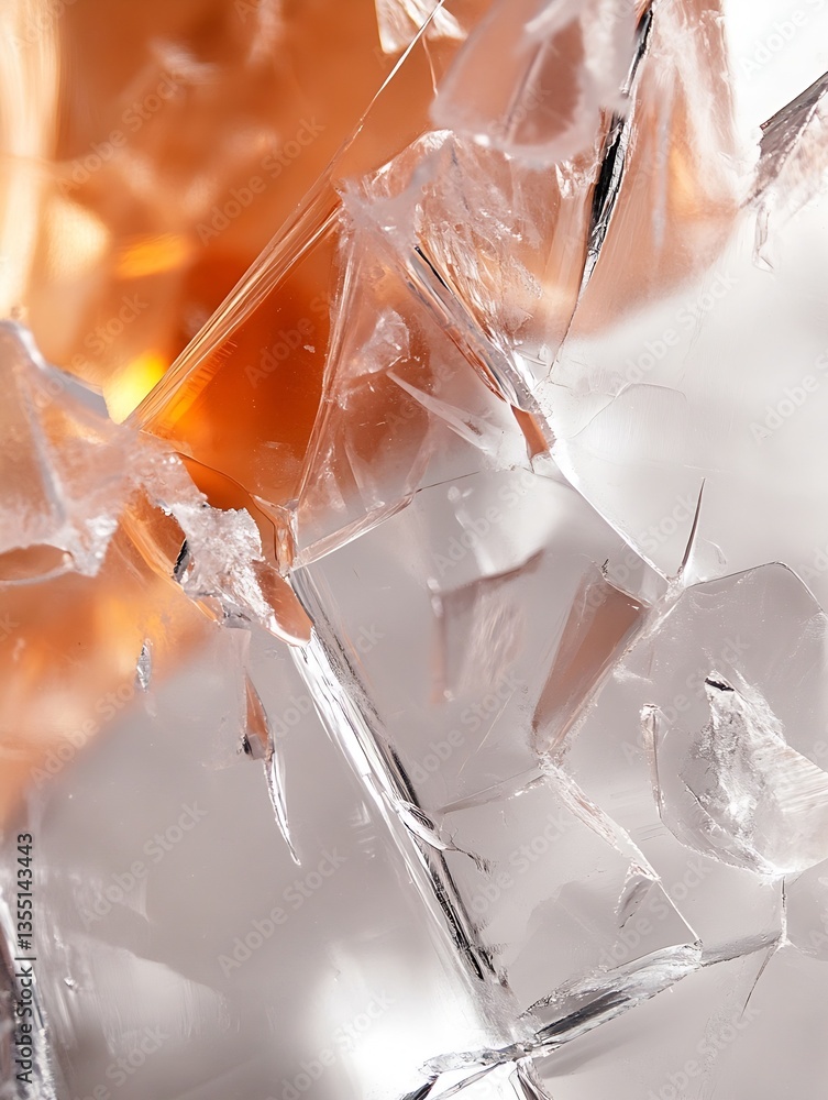 Aufkleber Abstract closeup of shattered glass creating intriguing textures and reflections : Generative AI