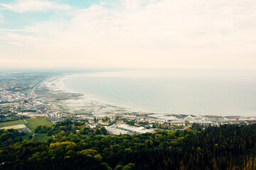 Aerial View of Slieve Donard Hiking Trail Overlooking Newcastle Town	