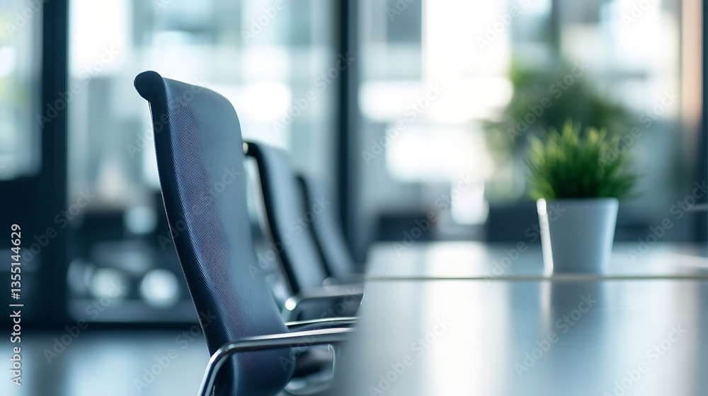 Poster modern office environment featuring sleek chairs and a minimalist desk design for productivity : gen