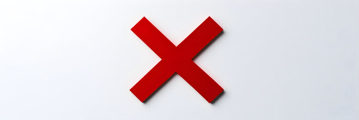 Obraz premium Bold Red X-Mark on White Background: Symbol of Negation, Cancellation, or Decisive No - Universal Message Conveyed Clearly