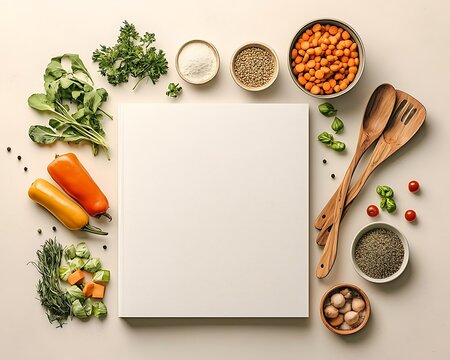 Recipe mockup with cooking ingredients.