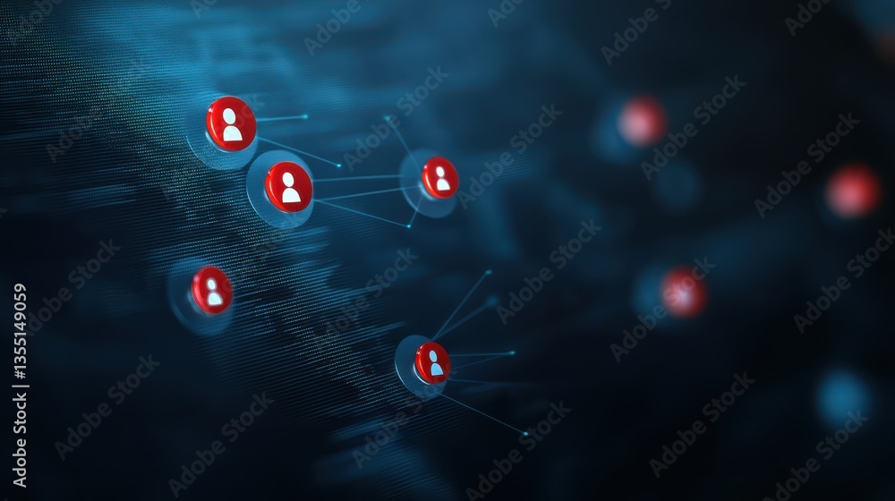 Aufkleber abstract dark background with scattered red dots on black backdrop, modern and minimalist design