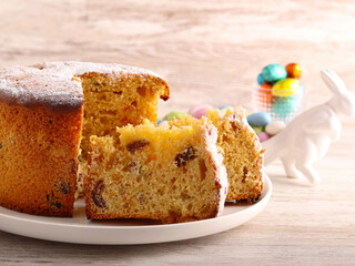 Easter panettone cake sliced