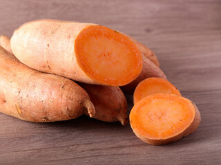 Raw orange sweet potato