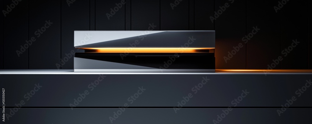 Poster modern device with sleek design and elegant glow.