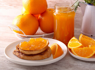 Homemade orange marmalade, served