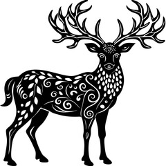 Serene Deer Silhouette with Antler Flourishes
