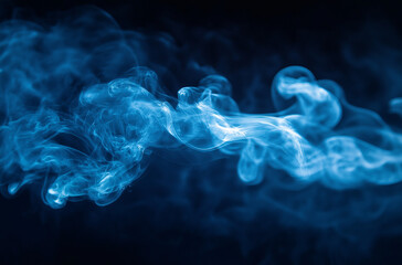 Obraz premium Blue Smoke on Black Background in Minimalistic Style