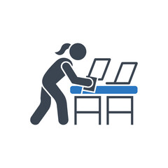 Woman Adjusting Computer Icon