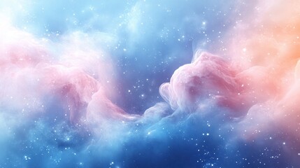 Fototapeta premium Dreamy pastel nebula with swirling clouds and stars.