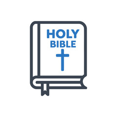 Bible with Cross and Bookmark Icon