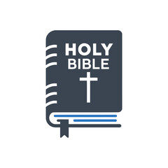 Bible with Bookmark and Cross Icon