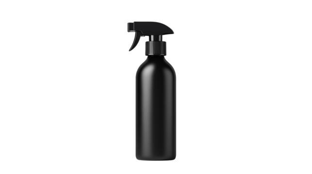 black spray bottle isolated on white background , transparent png 