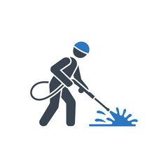 Pressure Washing Worker Icon