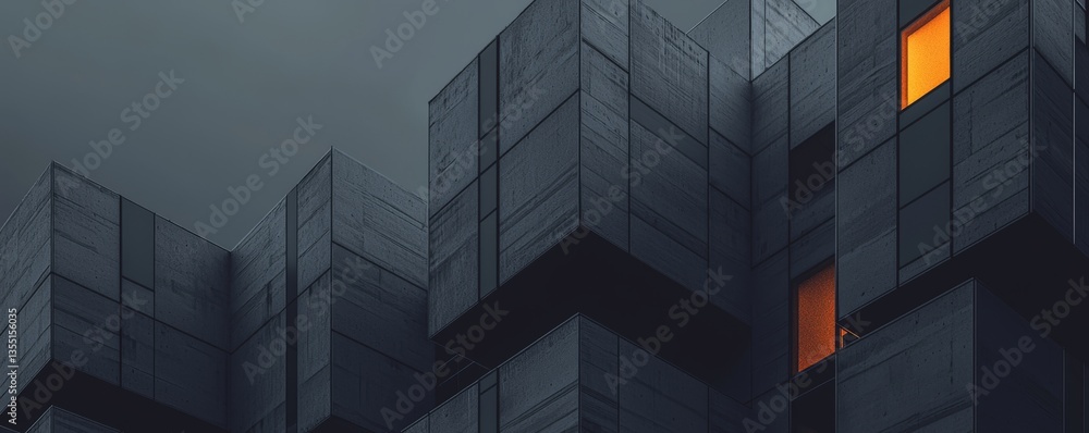 Poster modern structures with contrasting window lights