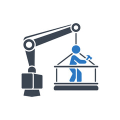 Crane Lifting Worker Construction icon