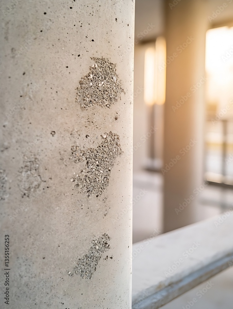 Poster close up of a weathered concrete pillar showcasing unique textures and hues at sunset : generative a